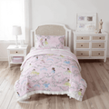 All-Season Princess Floral Gardens 2-Piece Twin/Full Reversible Comforter Set, Polyester Microfiber, Pink & White - All-Season Down Alternative Comforter Insert - Default Title
