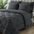 Hypoallergenic Cloud Queen Bed in a Bag Comforter Set with 7 Pieces - Dark Gray All Season Bedding Sets with Comforter, Pillow Shams, Flat... - All-Season Down Alternative Comforter Insert - Default Title