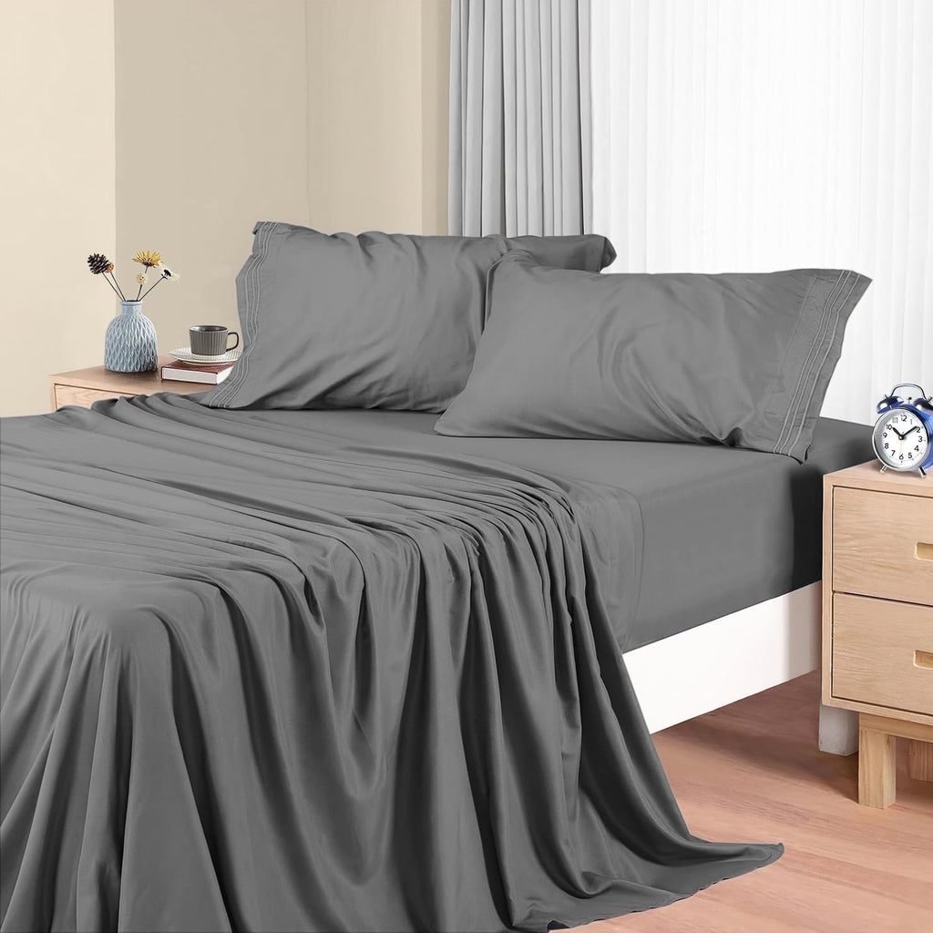 Breathable Luxury Size, Microfiber Cooling , Breathable & Hypoallergenic 4 Pieces Luxury Soft Sheet Set, Mattress Fitted up... - Premium Ultra-Soft Pillowcase Pair for Sleeping - Default Title