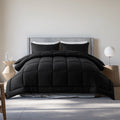 Fluffy Down Alternative Queen Size 3-Piece All-Season Down Alternative Comforter Set Deep Black (Comforter and Pillowcase Bedding Set / bed i... - Cloud-Like Soft Lightweight Bed Comforter - Default Title