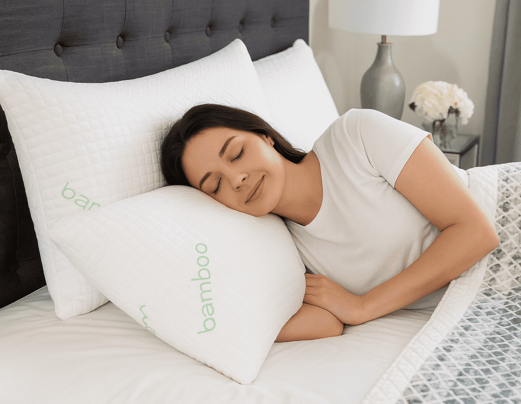 Decorative Plump Queen Size Bamboo Pillow, Memory Foam Bed Pillows with Washable Pillowcases, Queen - Decorative Throw Pillow Cushion for Sofa & Bed - Default Title
