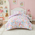Heavyweight Warmth Floral Comforter Set, Soft Microfiber Flower Bedding Set, 5 Pieces with Comforter, Sheets and Pillowcases, Twin - Luxurious Quilted Duvet Cover Set - Default Title