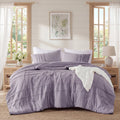Luxurious Quilted Full/Queen Comforter Set, Boho 3-Piece Pintuck Stitching Bedding Set, Soft Washed Pleated Bed Sets with Pillow Shams,... - Luxurious Quilted Duvet Cover Set - Default Title