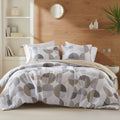 Hypoallergenic Cloud Full/Queen Size Comforter Set, Tan/Gray Bedding Set for All Seasons, 3-Piece Round Geometric Print Bedding Comforter Set - All-Season Down Alternative Comforter Insert - Default Title