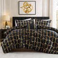 Heavyweight Warmth Full/Queen Size Comforter Set, 4-Piece Bedding Set for All Seasons, Geometric Metallic Comforter Bed Set with Decor P... - Hypoallergenic Ultra-Fluffy Quilt for Winter - Default Title