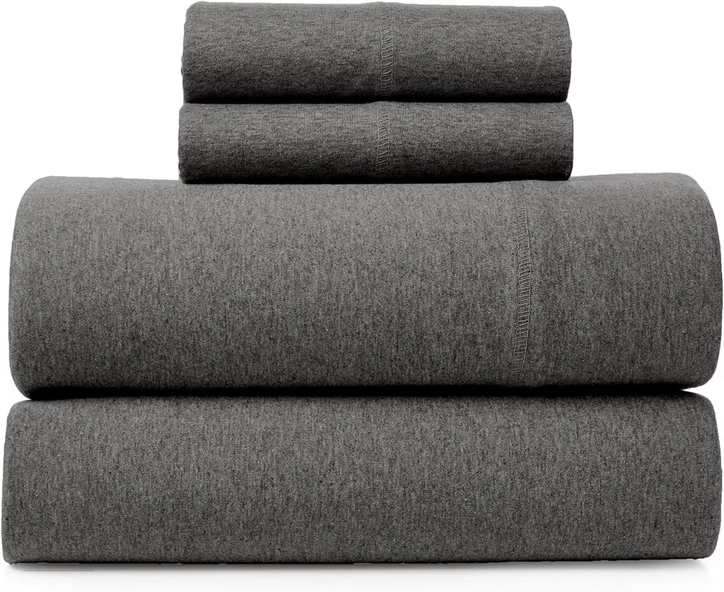 Ultra-Soft Jersey Sheet Set - 4 Pieces Queen Cotton Sheets Set - Stretchable Ultrasoft Luxury Knit Bed Linen (Dark Gray, Queen) - Cooling Hotel Quality Bedding Sheets and Pillowcases - Default Title