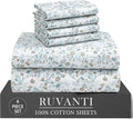 Ultra-Soft 6 Pcs Cotton Sheets - 100% Natural Cotton Soft, Lightweight & Breathable Crispy Percale Bed Sheets, King Size Sheets ... - Breathable Egyptian Cotton Flat & Fitted Sheets - Default Title