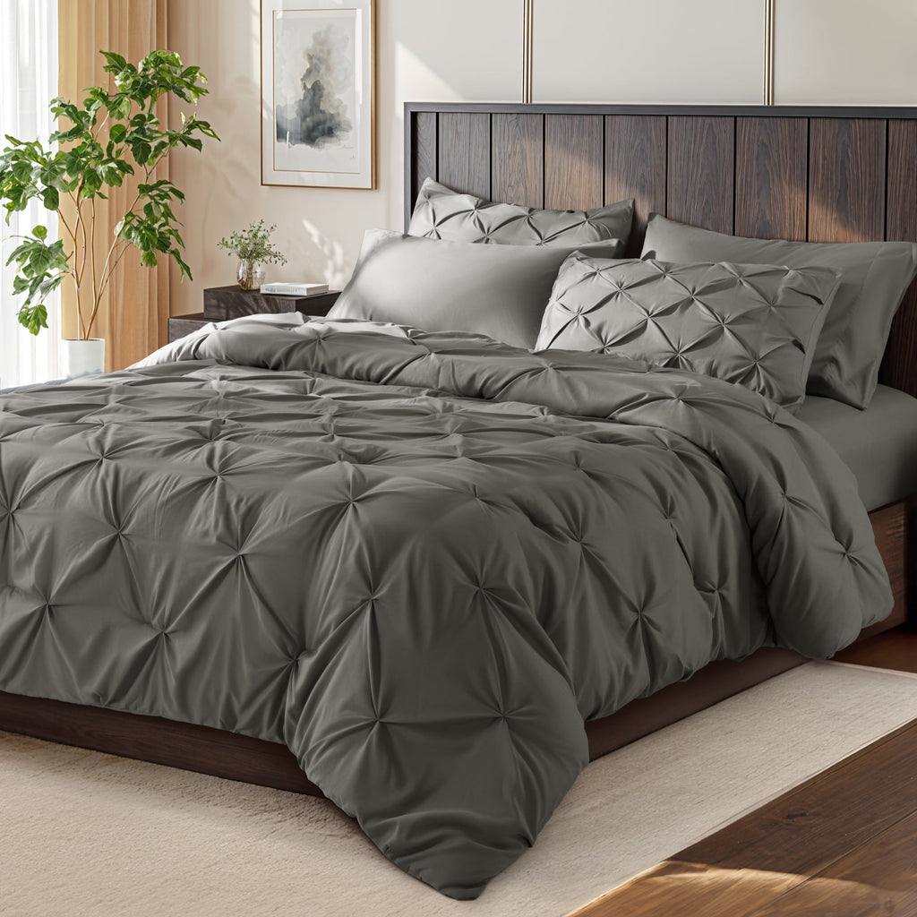 Hypoallergenic Cloud Queen Comforter Set, 7 Pieces Bedding Sets for All Season, Bed in a Bag with Pleated Comforter - Flat Sheet & Fitted ... - Cloud-Like Soft Lightweight Bed Comforter - Default Title