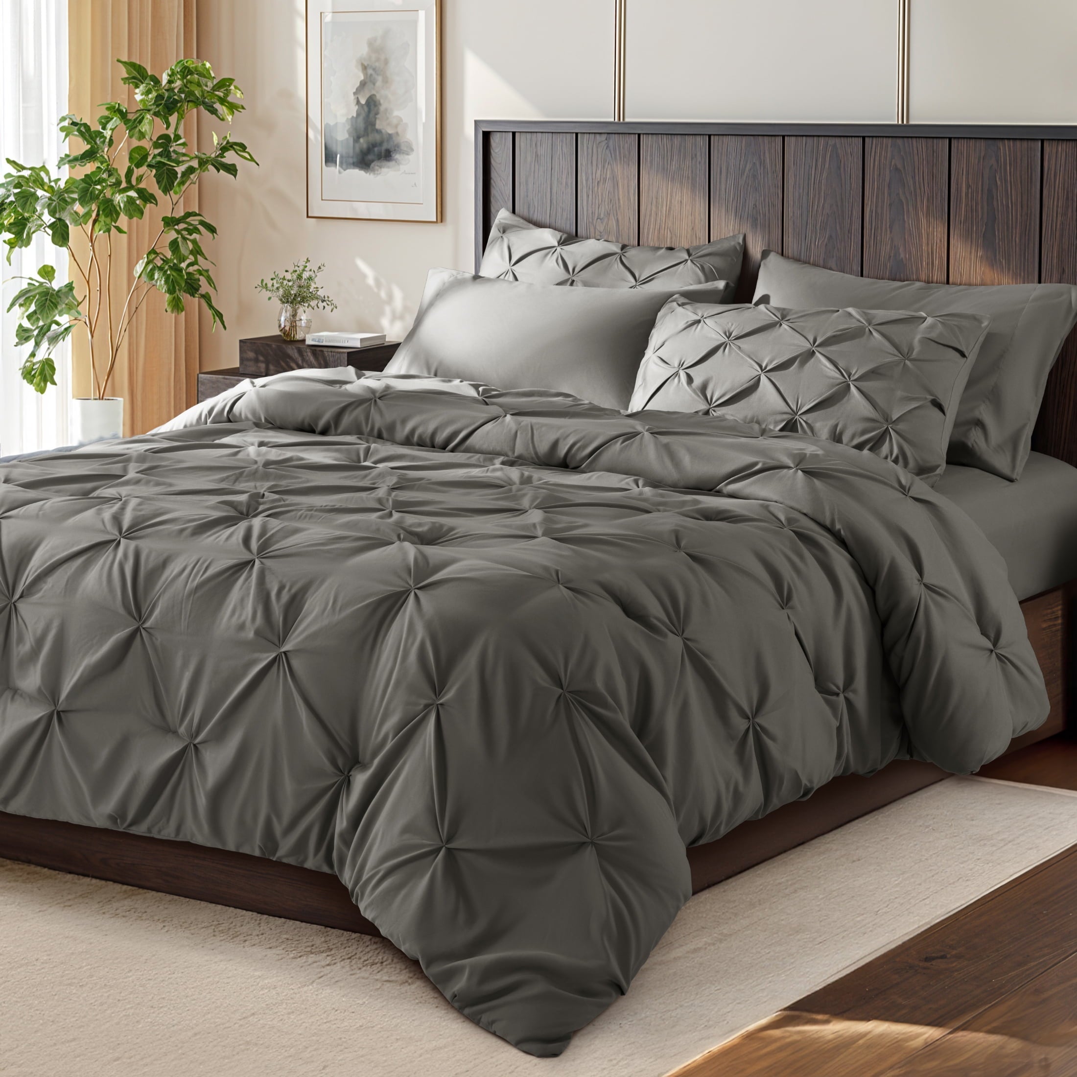 Hypoallergenic Cloud Queen Comforter Set, 7 Pieces Bedding Sets for All Season, Bed in a Bag with Pleated Comforter - Flat Sheet & Fitted ... - Cloud-Like Soft Lightweight Bed Comforter - Default Title
