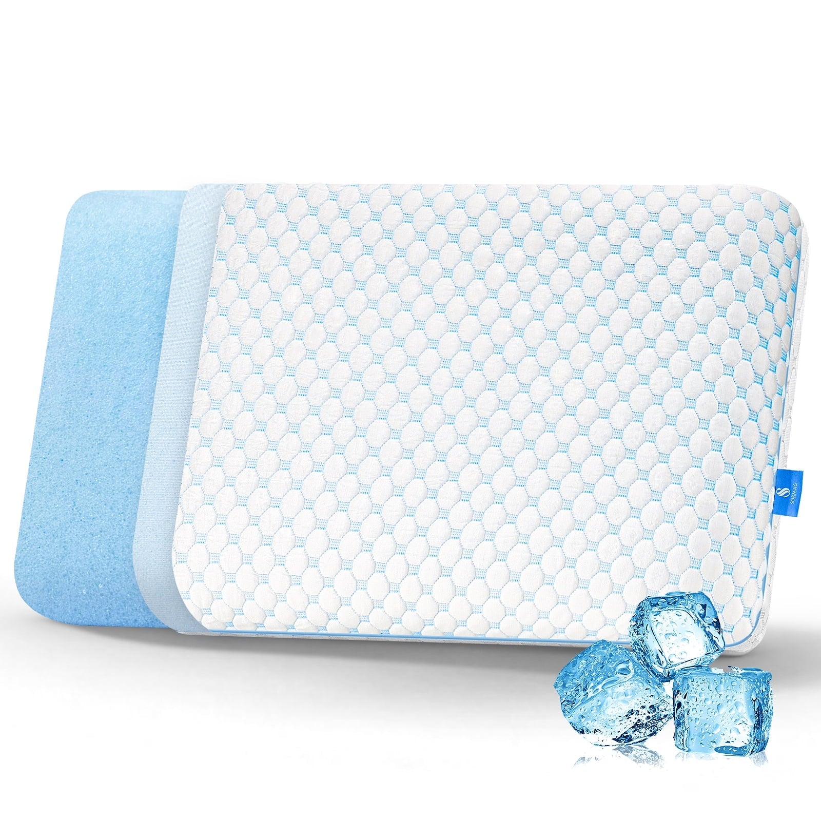 Fluffy Shredded Memory Foam Pillow for Bed, Firm Cooling Pillow with Washable Cover, Supportive Bed Pillow for Side,Stomach and Back ... - Ergonomic Memory Foam Pillow for Neck Pain Support - Default Title