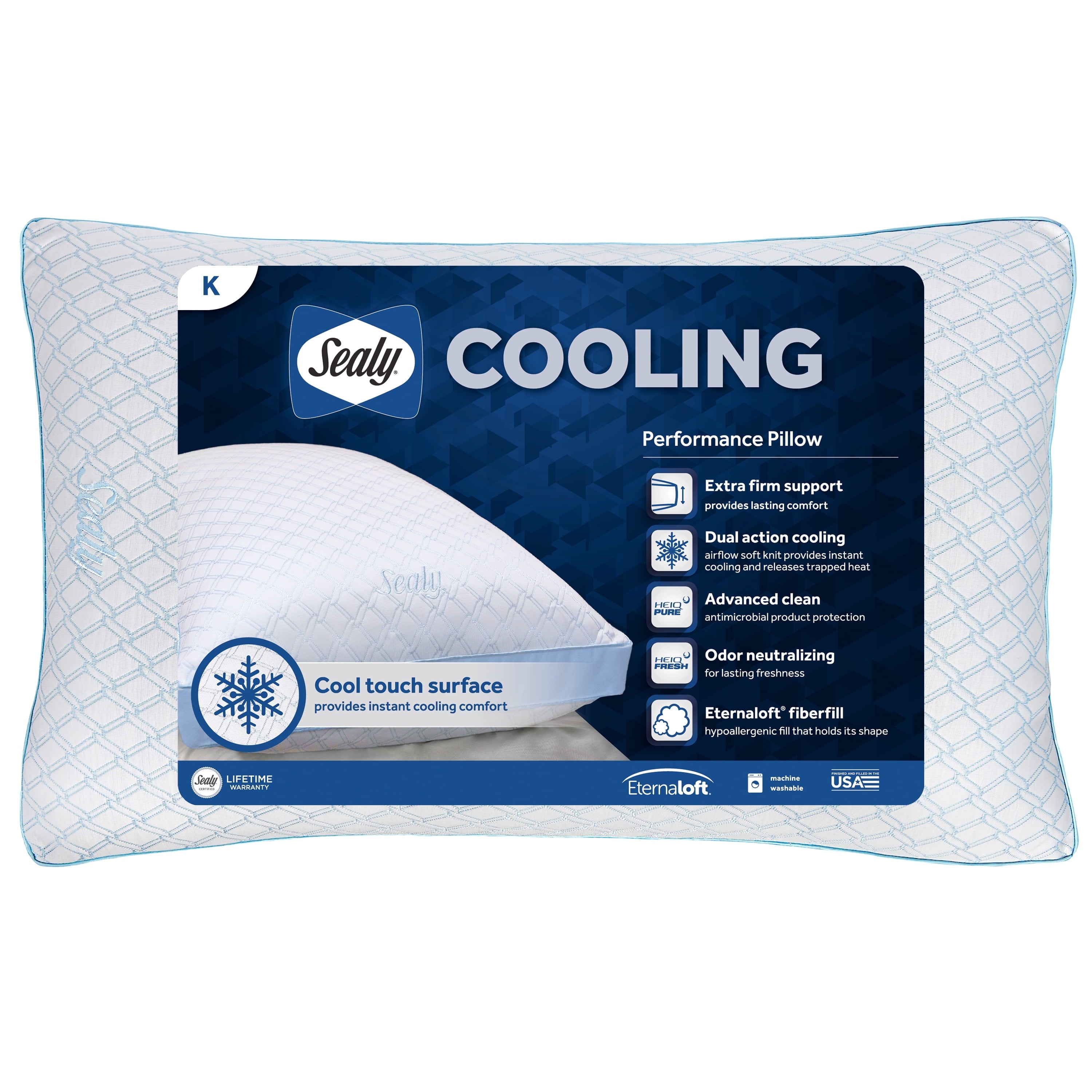 Orthopedic Support Cooling Performance Odor Neutralizing Extra Firm Support Machine Washable Pillow, King - Hotel Quality Plush Sleeping Pillows - Default Title