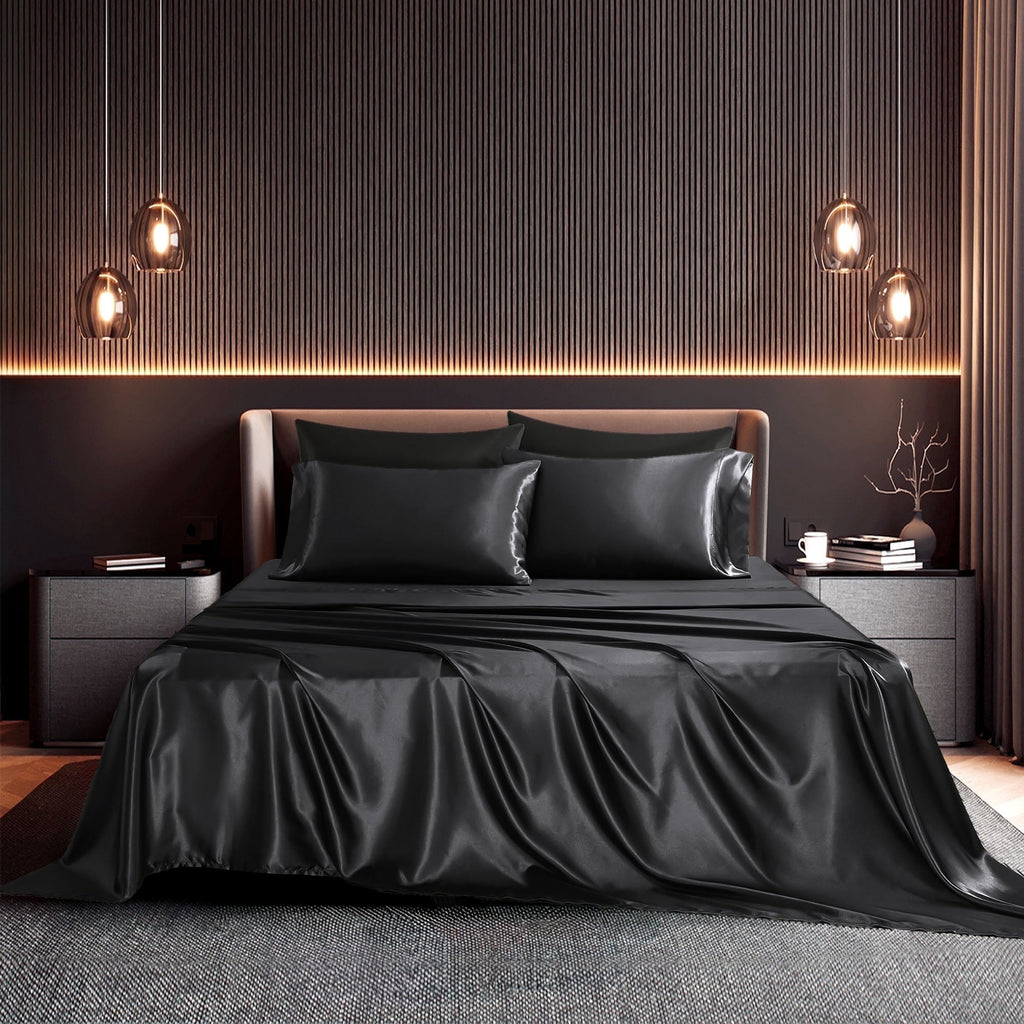 Premium Egyptian Cotton Set, Queen, Silky Bed s, 4 Pieces,Black - Luxury Bed Sheet Set with Deep Pockets - Default Title