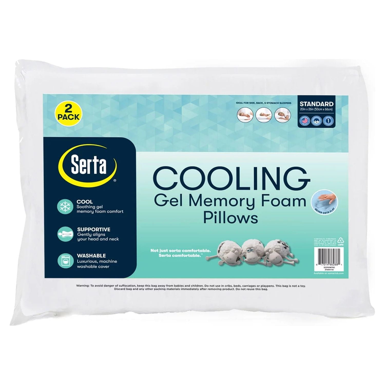Fluffy Shredded Cooling Gel Memory Foam Bed Pillow, Set of 2 - Ergonomic Memory Foam Pillow for Neck Pain Support - Default Title