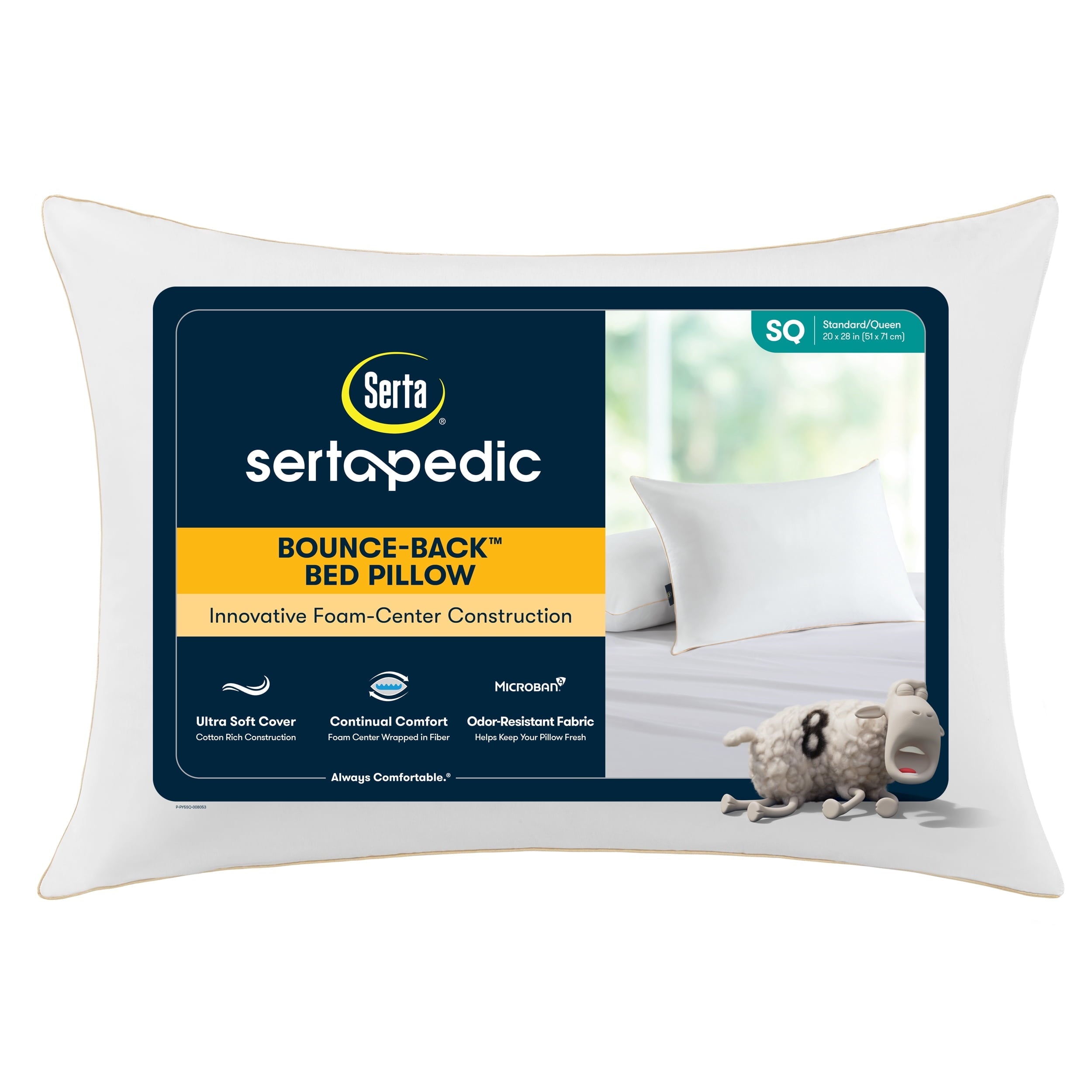 Decorative Plump pedic Bounce Back Standard/Queen Bed Pillow, Hypoallergenic Fill - Decorative Throw Pillow Cushion for Sofa & Bed - Default Title