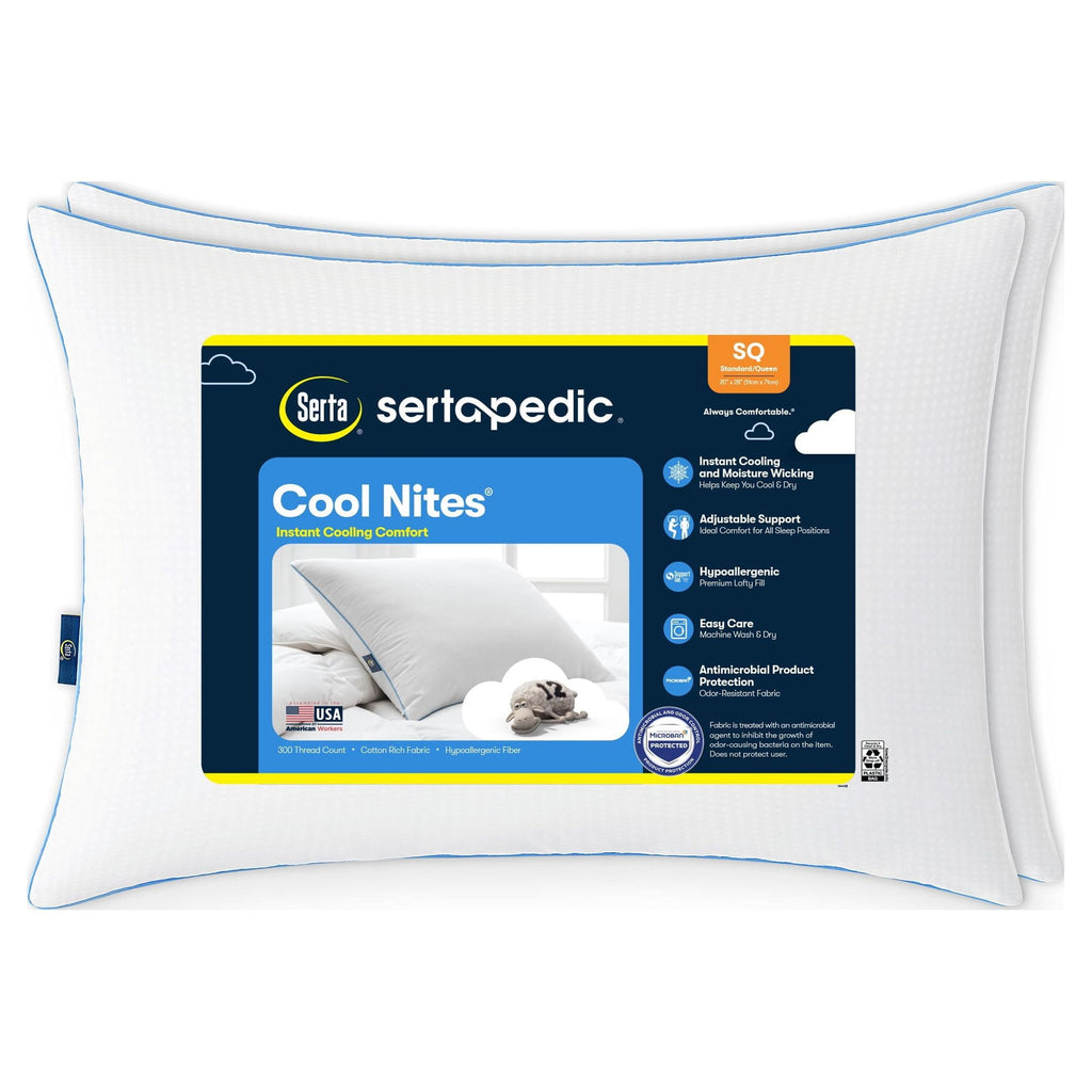 Decorative Plump Cool Nites Bed Pillow, Standard/Queen, 2 Pack - Hotel Quality Plush Sleeping Pillows - Default Title