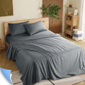 Ultra-Soft Shilucheng 4 Pieces Luxury Bed Sheets Set, Plush Microfiber Bed Sheets, 16" Deep Pocket, Queen, Dark Gray - Premium Ultra-Soft Pillowcase Pair for Sleeping - Default Title
