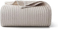 Lightweight Warm 100% Cotton Waffle Bed Blanket King Size, Throw Blanket for Couch All Seasons (Beige, 104x90) - Cozy Fleece Throw Blanket for Couch & Bed - Default Title