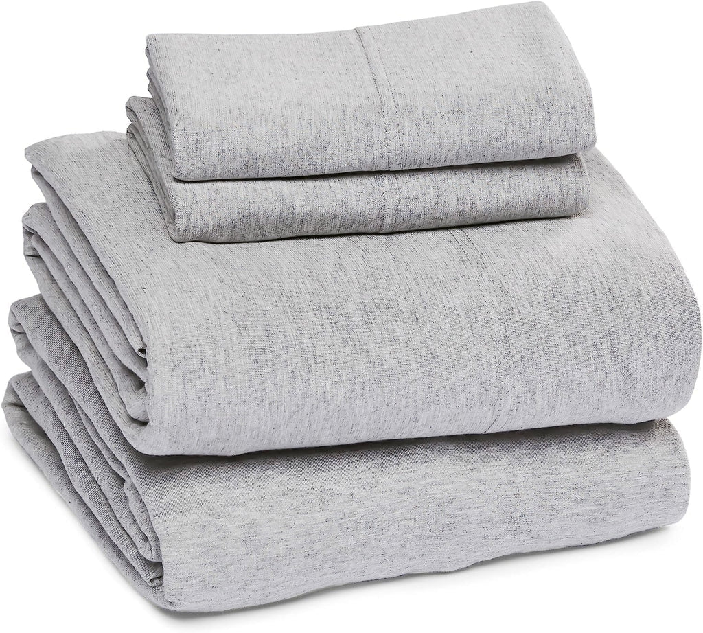 Breathable Luxury Jersey Knit Full Size Sheets 4pc|100% T-Shirt Cotton Blend Super Soft Breathable Jersey Sheets Full Size Bed, Stretch... - Premium Ultra-Soft Pillowcase Pair for Sleeping - Default Title