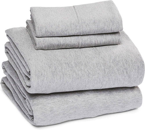 Breathable Luxury Jersey Knit Full Size Sheets 4pc|100% T-Shirt Cotton Blend Super Soft Breathable Jersey Sheets Full Size Bed, Stretch... - Premium Ultra-Soft Pillowcase Pair for Sleeping - Default Title