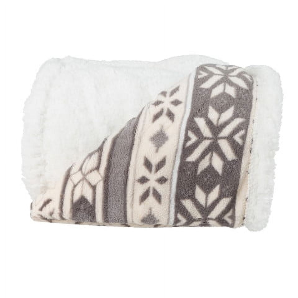 Decorative Knitted 50x60-Inch Machine Washable Fleece Blanket with Snowflakes - Lightweight Plush Warm Blanket for All Seasons - Default Title