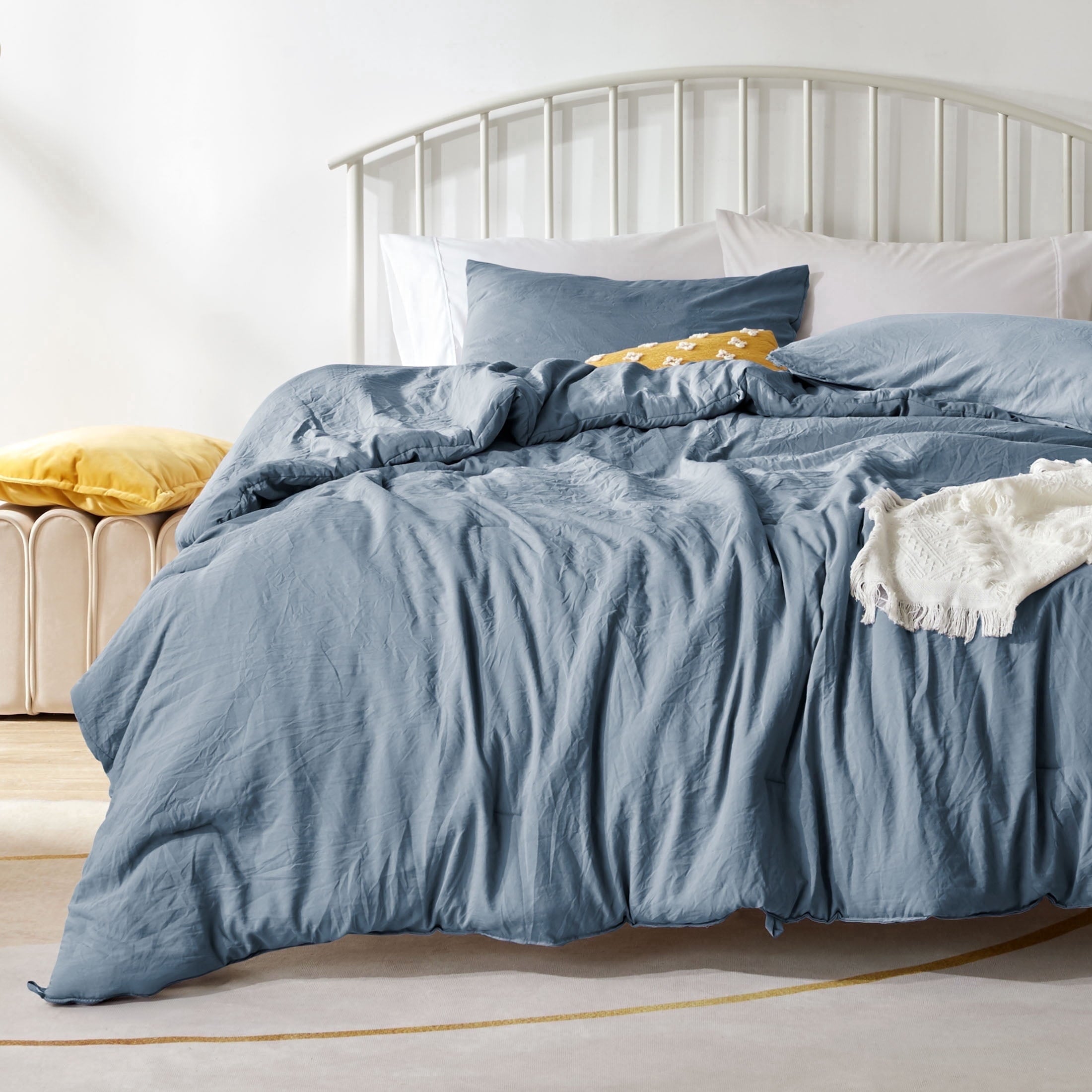 Hypoallergenic Cloud Washed Comforter Sets Queen 3 Piece, Soft and Cozy, Fluffy Microfiber Fill, Washed Textured Wrinkled Design (Flint St... - Luxurious Quilted Duvet Cover Set - Default Title