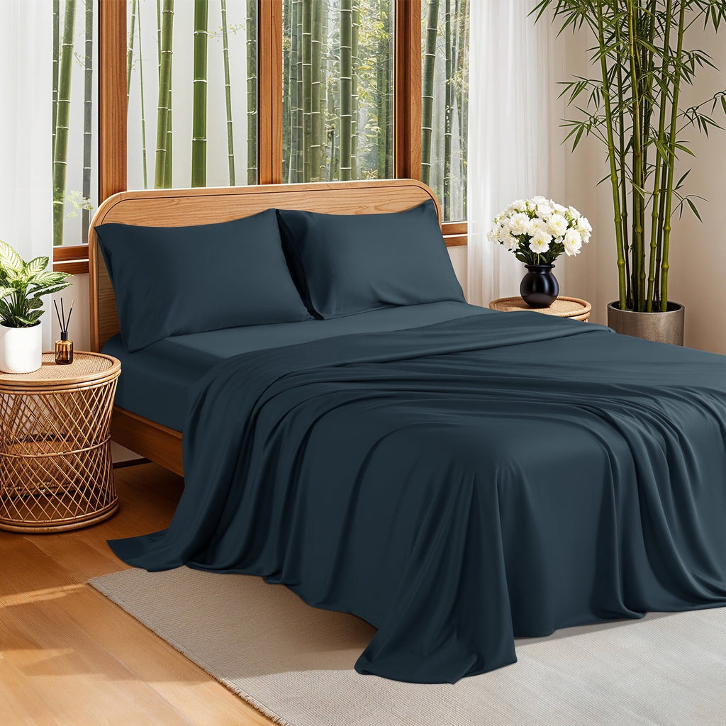 Premium Egyptian Cotton 100% Organic Luxurious Bamboo Sheets, Queen Sheet Set 4-Piece with 16" Deep Pocket, Silky Smooth Luxury Bed Sheets, N... - Breathable Egyptian Cotton Flat & Fitted Sheets - Default Title