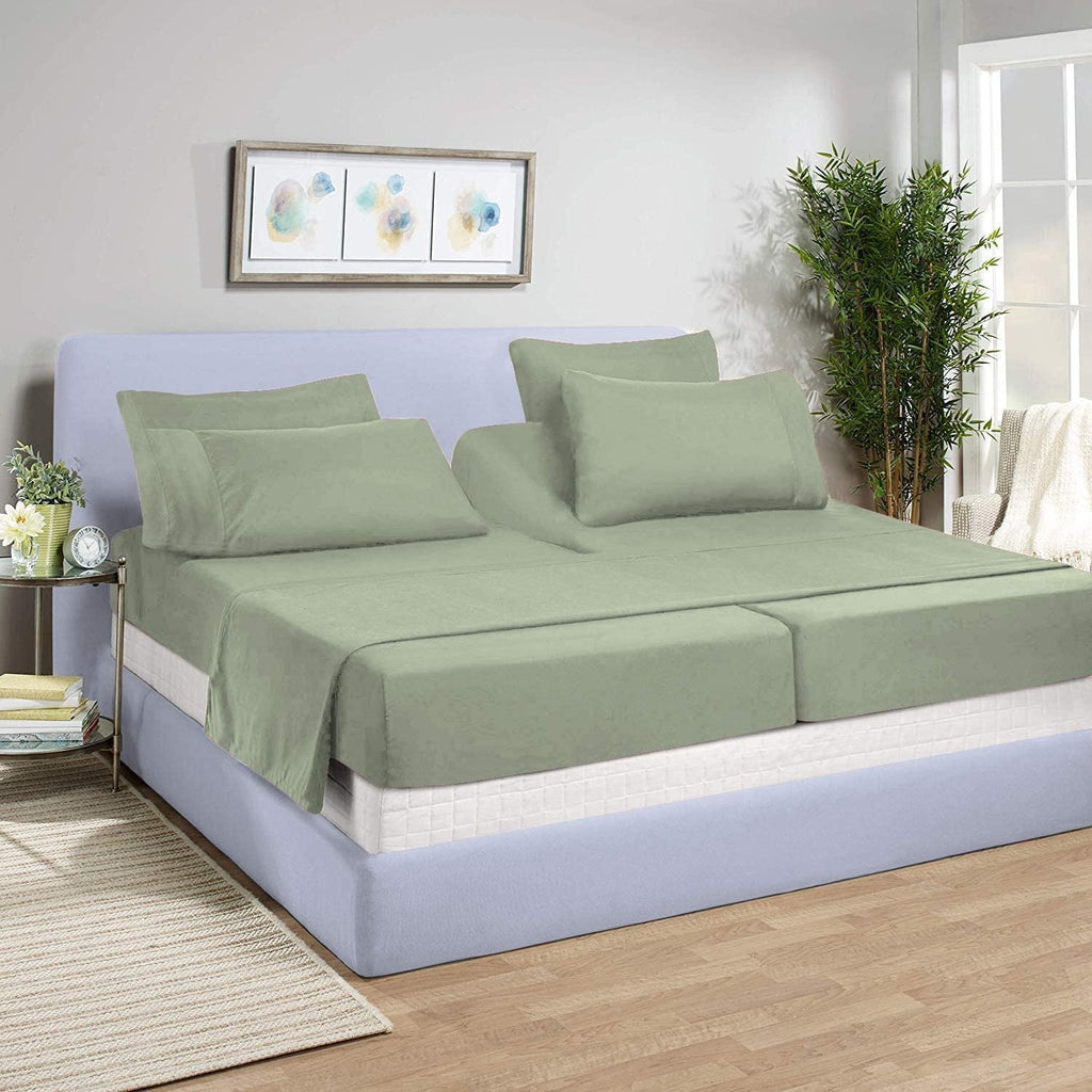 Cooling Sateen Split-California King Bed Sheet Set (5-Pieces) Adjustable Bed Sheets - 800 Thread Count 100% Egyptian Cotton - 15" De... - Premium Ultra-Soft Pillowcase Pair for Sleeping - Default Title
