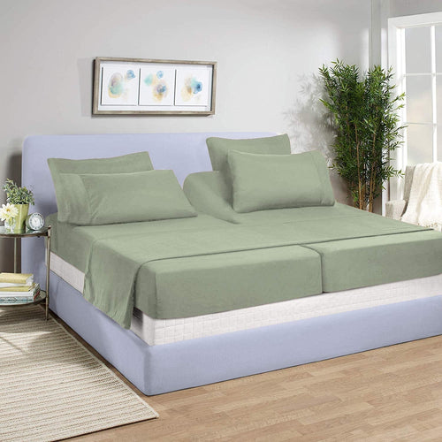 Cooling Sateen Split-California King Bed Sheet Set (5-Pieces) Adjustable Bed Sheets - 800 Thread Count 100% Egyptian Cotton - 15" De... - Premium Ultra-Soft Pillowcase Pair for Sleeping - Default Title