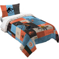 Luxurious Quilted Kids 2 Piece Blue Orange Reversible Dinosaur Comforter and Pillowcase set, Twin/full - All-Season Down Alternative Comforter Insert - Default Title