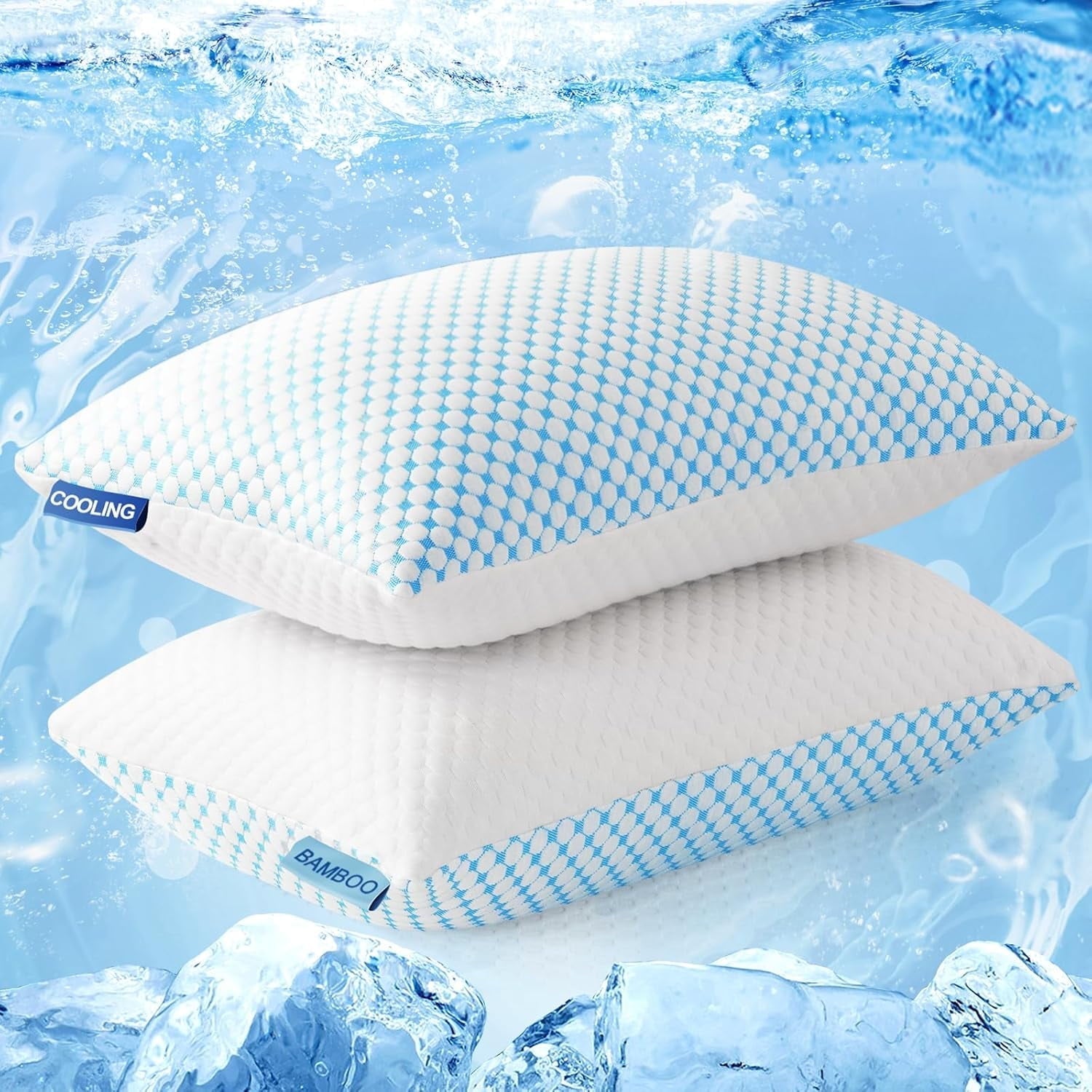 Orthopedic Support 2 Pack Cooling Pillow for Sleeping, Memory Foam Pillows Cool Bed Pillows Hotel Reversible Pillow with Washable Remova... - Orthopedic Shredded Foam Bed Pillow Set - Default Title