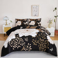 Luxurious Quilted Black Floral Comforter Set Queen, Printed Comforter White Flowers Butterfly Bedding Set, 3 Pieces Botanical Reversibl... - All-Season Down Alternative Comforter Insert - Default Title