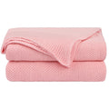 Decorative Knitted Pure Cotton Soft Cable Knit Throw Blanket Pink 50" x 70" - Cozy Fleece Throw Blanket for Couch & Bed - Default Title