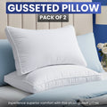 Hotel Collection Queen Bed Pillow, 26"L x 18" W, Set of 2, Soft and High-Quality, Gusseted Pillow for All Sleep Positions (White) - Ergonomic Memory Foam Pillow for Neck Pain Support - Default Title