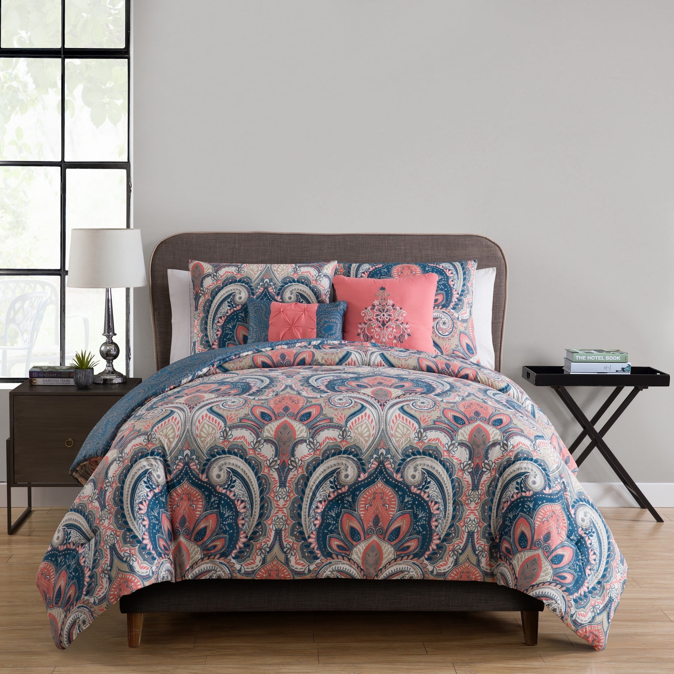 Heavyweight Warmth Casa Real 5-Piece Coral Damask Reversible Comforter Set, King, Adult, Unisex - Cloud-Like Soft Lightweight Bed Comforter - Default Title