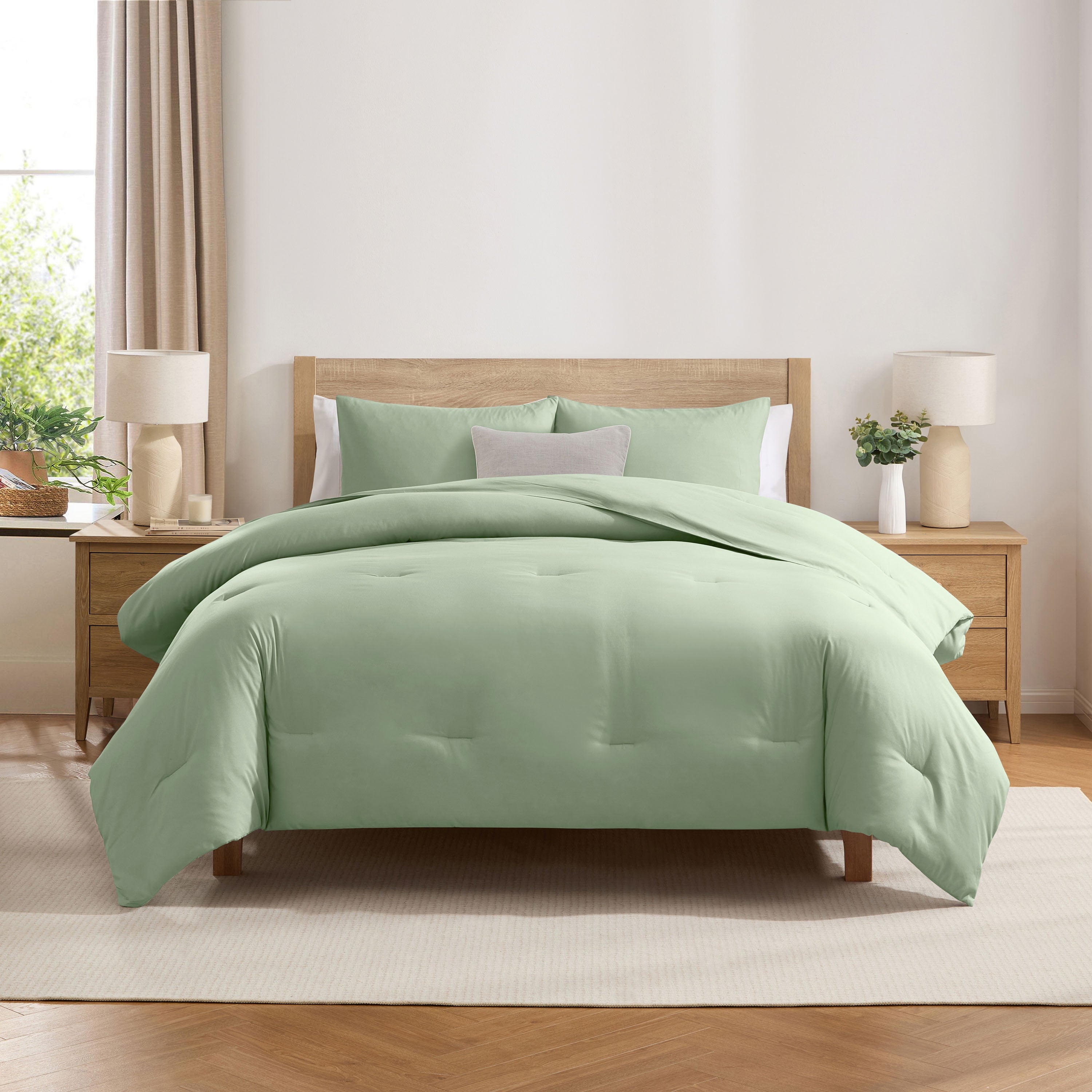 Heavyweight Warmth Comforter Sets, All Season Lightweight Solid Queen Comforter Set, 3-Pc Bedding Sets, Sage Green - Luxurious Quilted Duvet Cover Set - Default Title