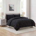 Fluffy Down Alternative Queen Comforter Set, Seersucker Queen Size Comforter Set, 7-Pc All Season Bedding Comforter Set, Black - Hypoallergenic Ultra-Fluffy Quilt for Winter - Default Title
