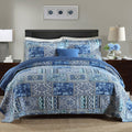 Fluffy Down Alternative Quilt Comforter Cotton Bedding Set With Shams, Vintage Blue, King - Hypoallergenic Ultra-Fluffy Quilt for Winter - Default Title