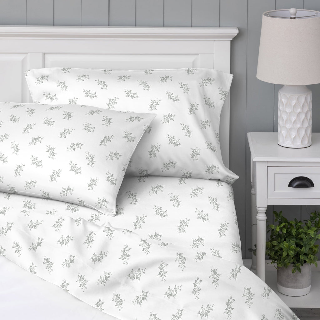 Wrinkle-Resistant 100% Cotton Percale 4-Piece Queen Size Deep Pocket Printed Bed Sheets Set, 1 Fitted, 1 Flat Sheet with 2 Pillowcases,... - Breathable Egyptian Cotton Flat & Fitted Sheets - Default Title