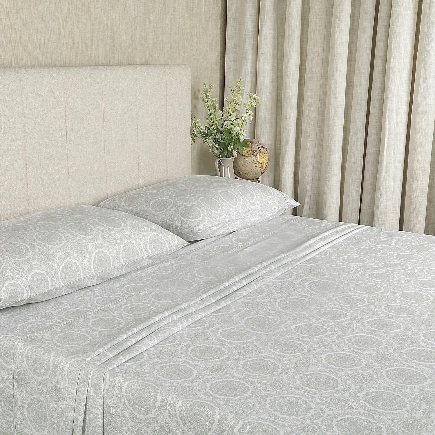 Cooling Sateen 100% Cotton Queen Sheets Set, 4 Piece Bed Sheets Set with HeiQ Fresh, Percale Weave, Hotel Luxury, Ultra Soft Sheets ... - Breathable Egyptian Cotton Flat & Fitted Sheets - Default Title
