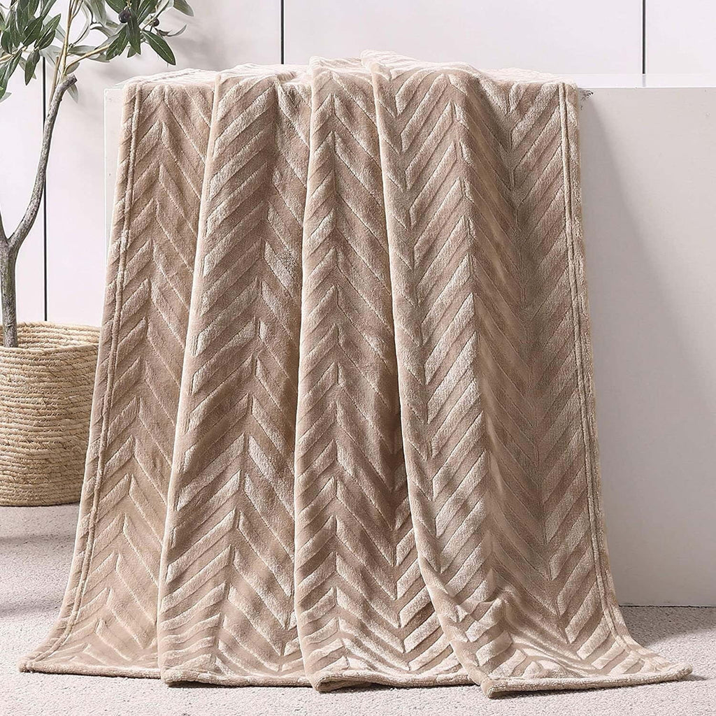 Super Soft Flannel Soft Flannel Fleece Lightweight 50"x60" Throw Blanket, Brushed Chevron Design Fluffy Plush Cozy Blanket for All Seaso... - Lightweight Plush Warm Blanket for All Seasons - Default Title