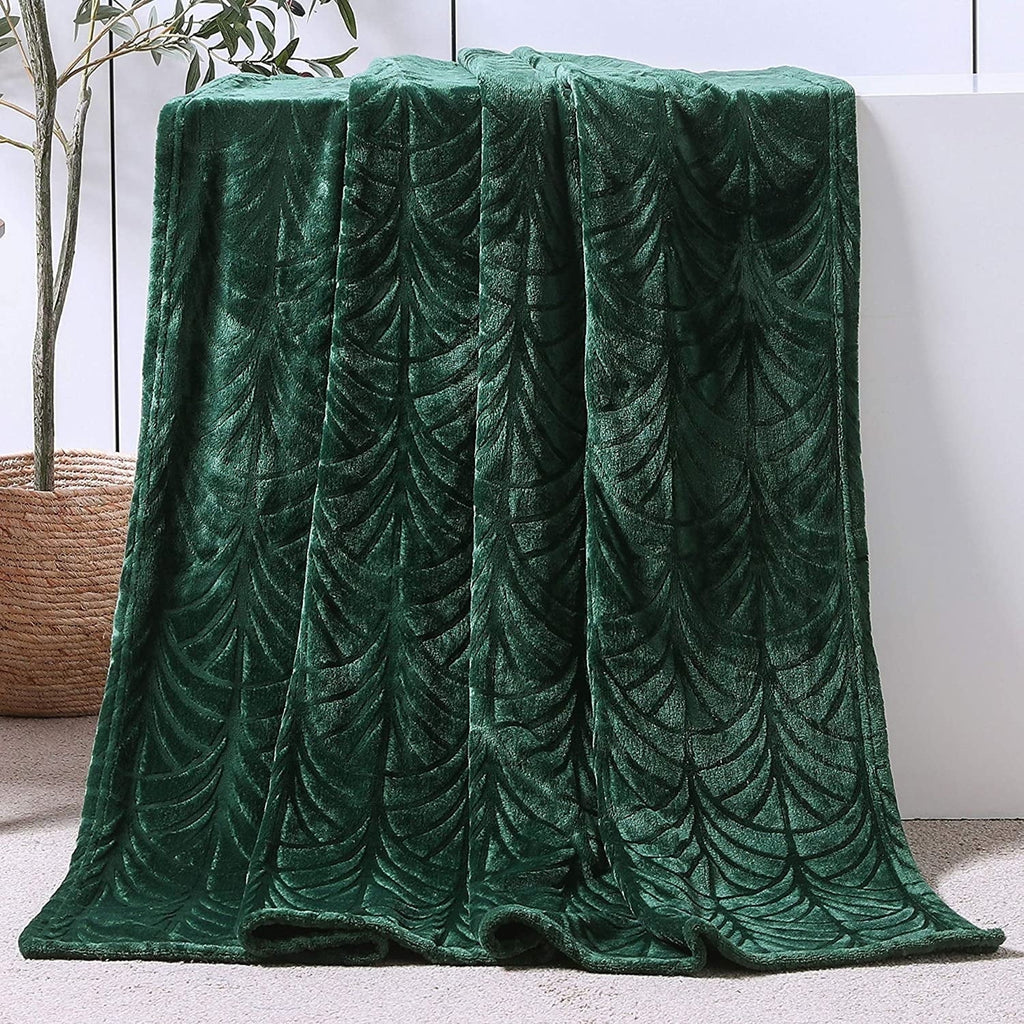 Reversible Sherpa Fleece Throw Blanket for Couch, Soft Fluffy Sofa Bed Blanket with Vintage Pattern for All Season, Warm and Lightweigh... - Luxury Knitted Decorative Throw Blanket with Fringes - Default Title