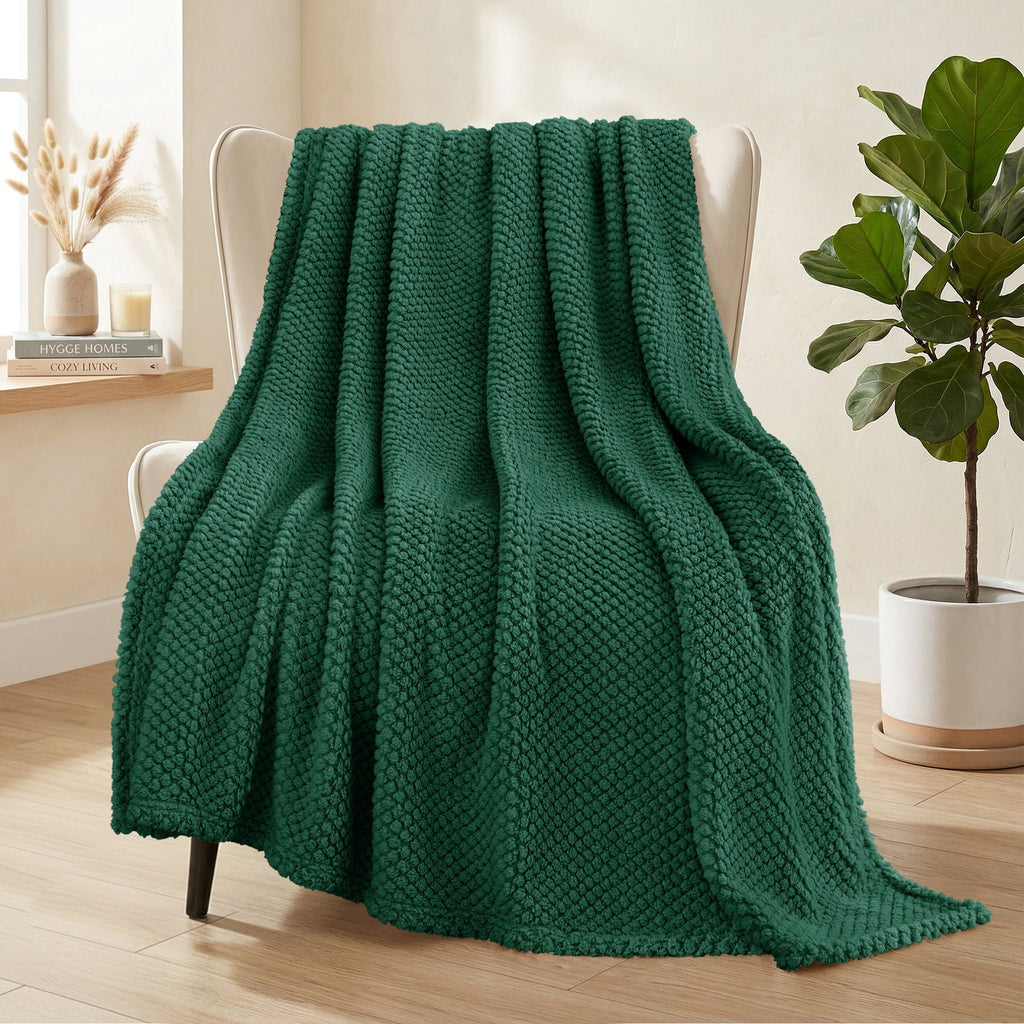 Reversible Sherpa Fuzzy Fleece 50"x70" Throw Blanket for Couch, Fluffy Warm Soft Jacquard Blankets for Fall Winter, Lightweight and Coz... - Lightweight Plush Warm Blanket for All Seasons - Default Title
