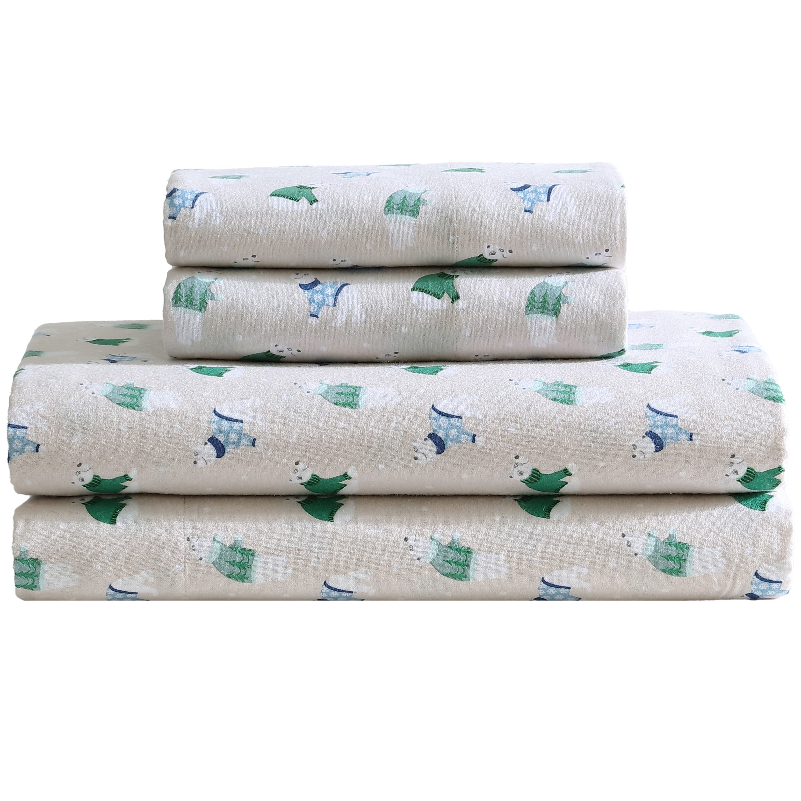 Premium Egyptian Cotton Winter Nights Cotton Flannel Sheet Set, King, Holiday Bears - Luxury Bed Sheet Set with Deep Pockets - Default Title