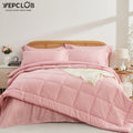Fluffy Down Alternative 7-Piece Queen Size Comforter Set,Pink Reversible Bed in a Bag,All Season Solid Bedding Set with Sheets,Pillowcases & ... - All-Season Down Alternative Comforter Insert - Default Title