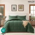 All-Season 3-Piece Twin Size Comforter Set, Green Down Alternative Reversible Bedding Set, All-Season Quilted Soft Comforter wit... - Cloud-Like Soft Lightweight Bed Comforter - Default Title