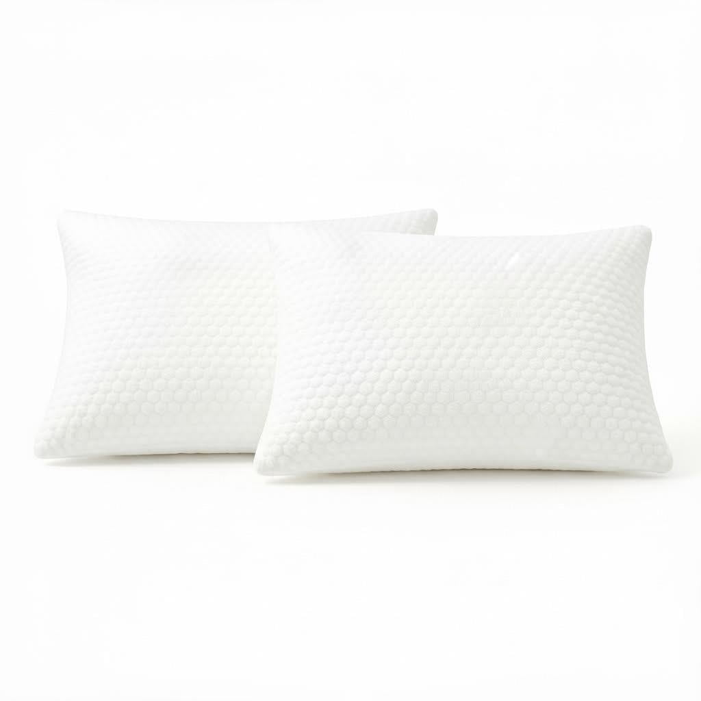 Ergonomic Memory Foam Queen Size Latex Pillow (2 Pack) Shredded Natural Latex Cooling Bed Pillows for Side & Back Sleepers, Medium Firm Sup... - Ergonomic Memory Foam Pillow for Neck Pain Support - Default Title