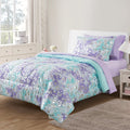 Fluffy Down Alternative 5-Piece Purple Metallic Foil Cheetah Bedding Set for Kids with Storage Bag, Twin - Hypoallergenic Ultra-Fluffy Quilt for Winter - Default Title
