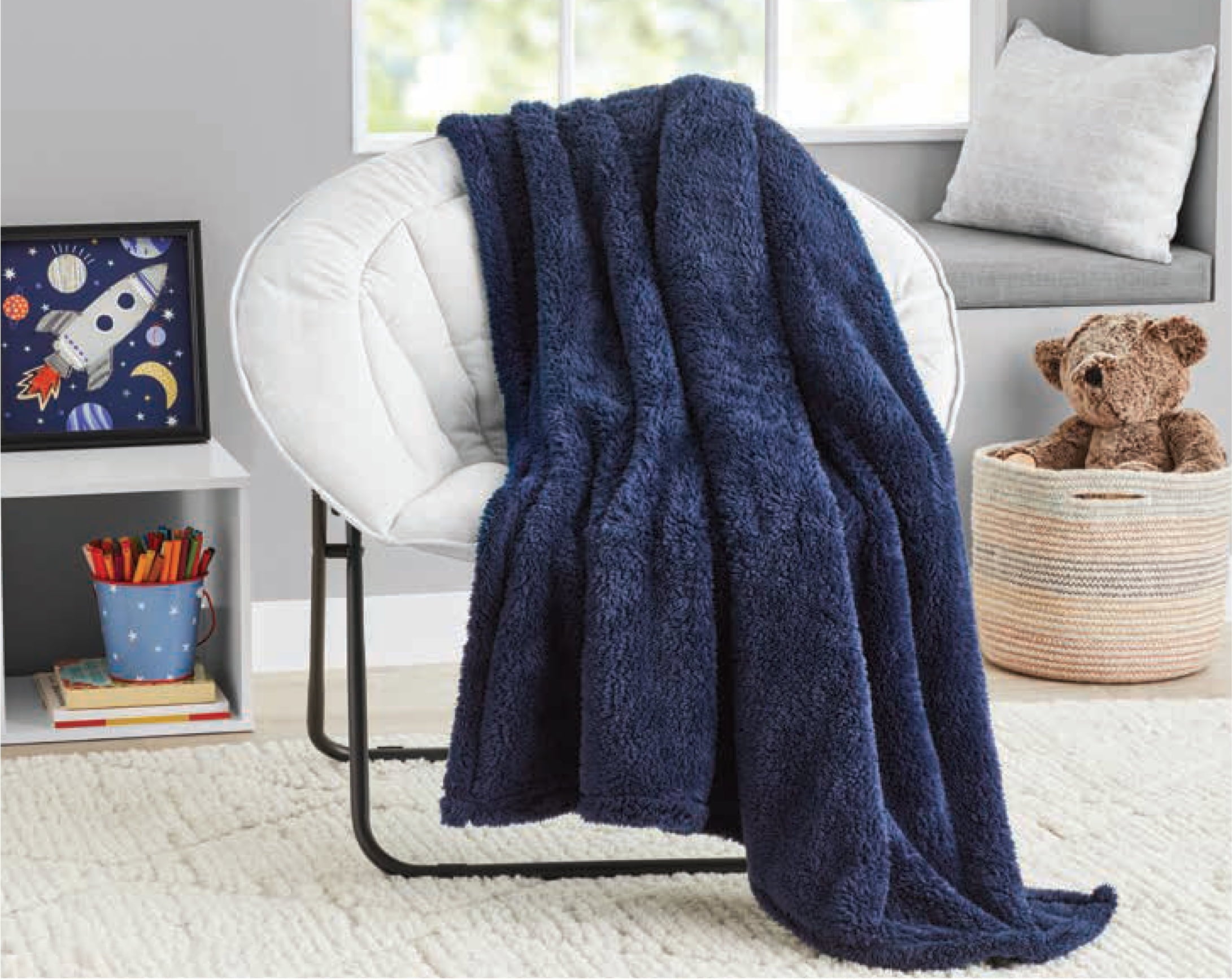 Super Soft Flannel Soft, Navy Blue, Oversized, Fuzzy, Throw Blanket for Kids, 72 x 50 inches - Cozy Fleece Throw Blanket for Couch & Bed - Default Title