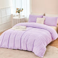 Luxurious Quilted Fleece Twin Comforter Set, Light Purple Super Soft Furry Plush Bedding, Luxury Fluffy Fuzzy Heavy Bed Set for Winter ... - Luxurious Quilted Duvet Cover Set - Default Title