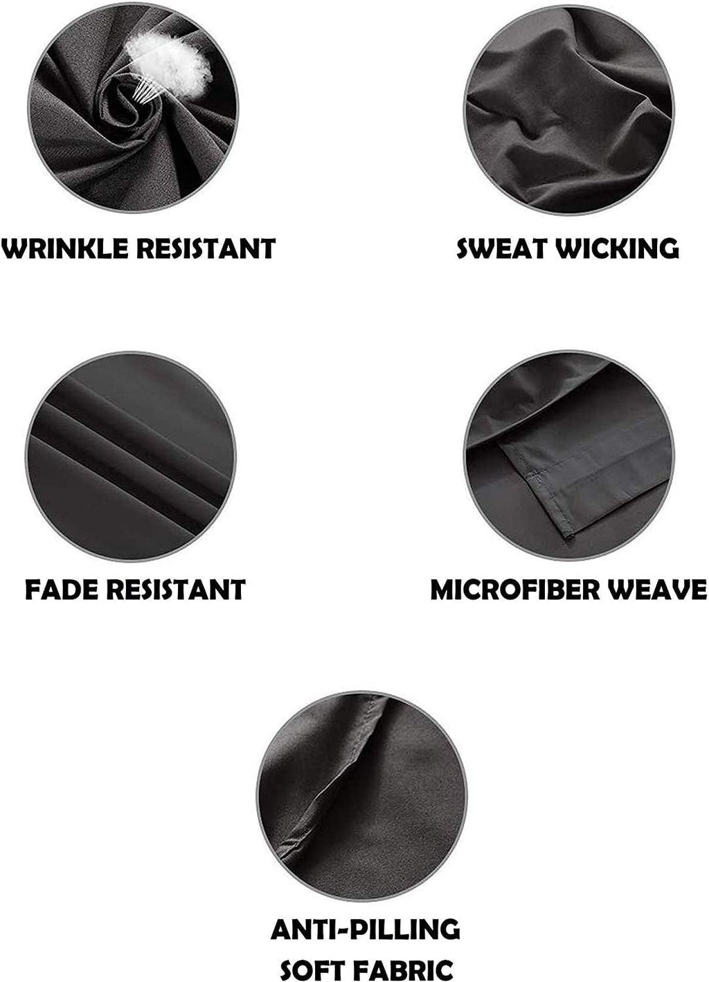 Wrinkle-Resistant 1800 Series Microfiber Bed Sheets 6-Piece Set, Deep Pocket, Queen Black - Cooling Hotel Quality Bedding Sheets and Pillowcases Detail